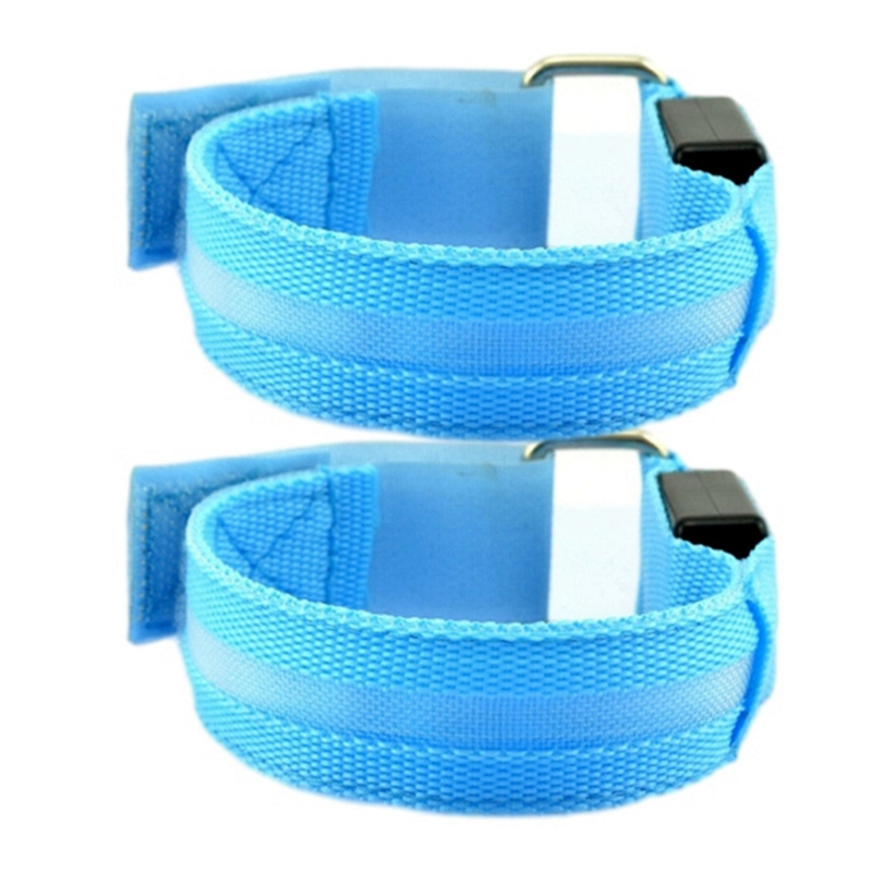 2pcs Night Running Arm Line LED Outdoor Sports USB Rechargeable Wristband Safety Leg Warning Wristband Blue