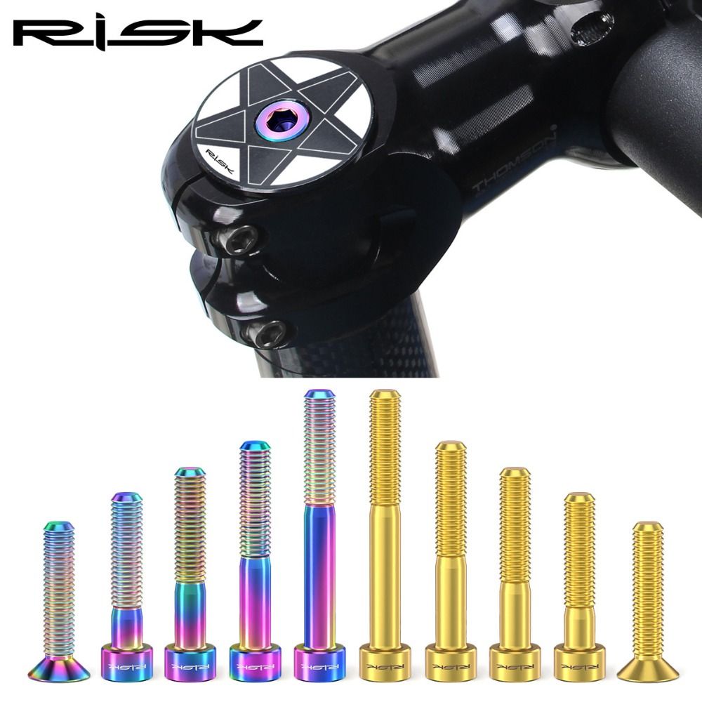 New M6 x 50mm Titanium Bolts Taper Head Rainbow Gold Fixing Bolts Bicycle Headset Cap Bolts Bicycle Headset
