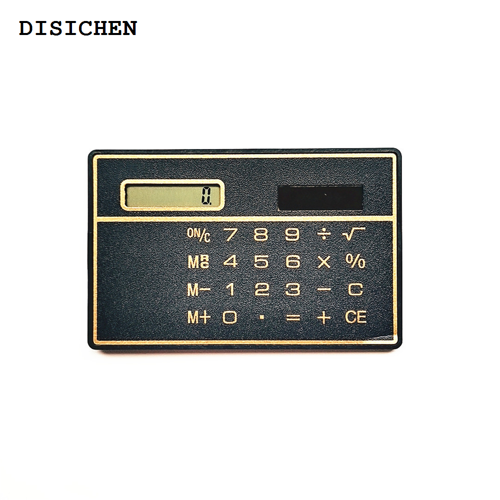 DISICHEN Luxury 1Pcs Mini Calculator Ultra-thin Credit Card Size 8-digit Portable Solar Pocket Calculator Office and School Supplies