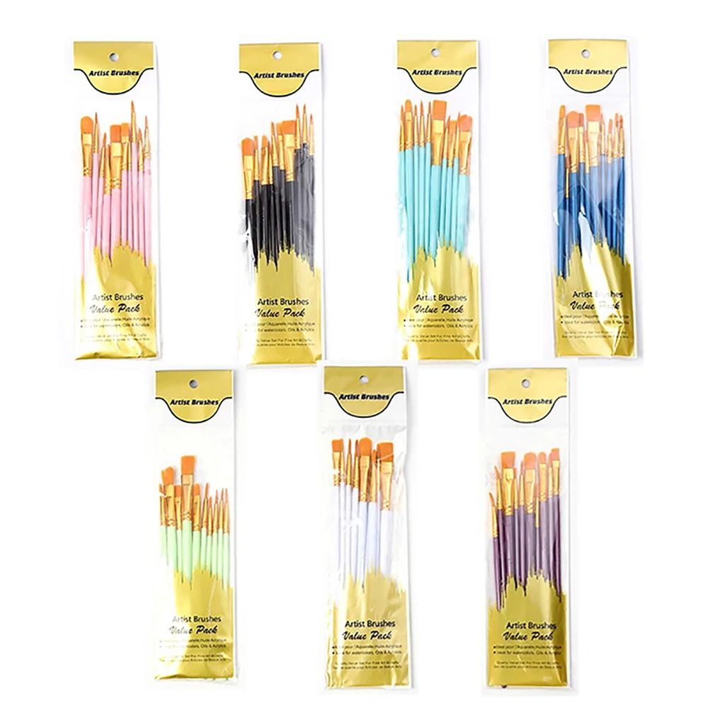 10pcs/set New Artist Art Supplies Watercolor Pen Nylon Hair Oil Painting Brush Paintbrush