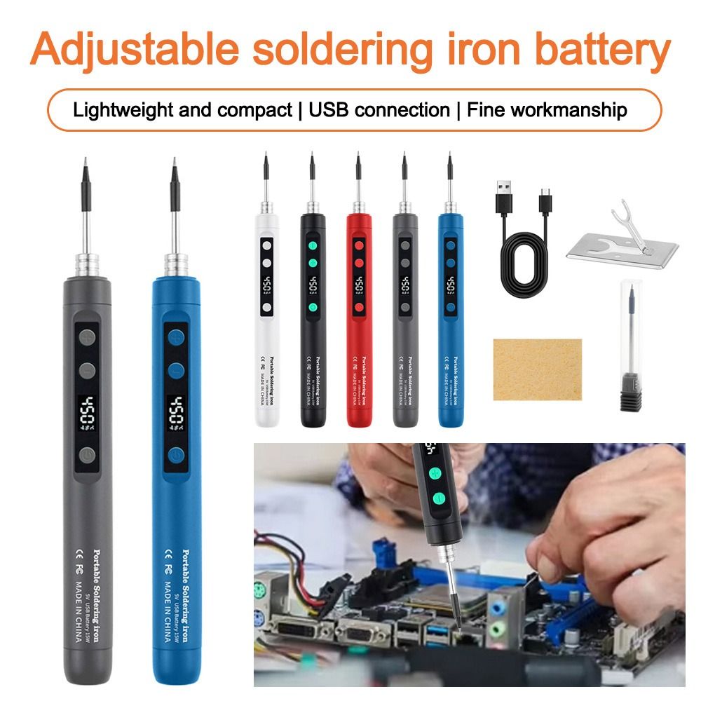 Portable 5V/15W Digital Display Soldering Iron Welding Repair Tool Adjustable Temperature Mini Welding Kit Cordless Speed Heating Electric Soldering Iron