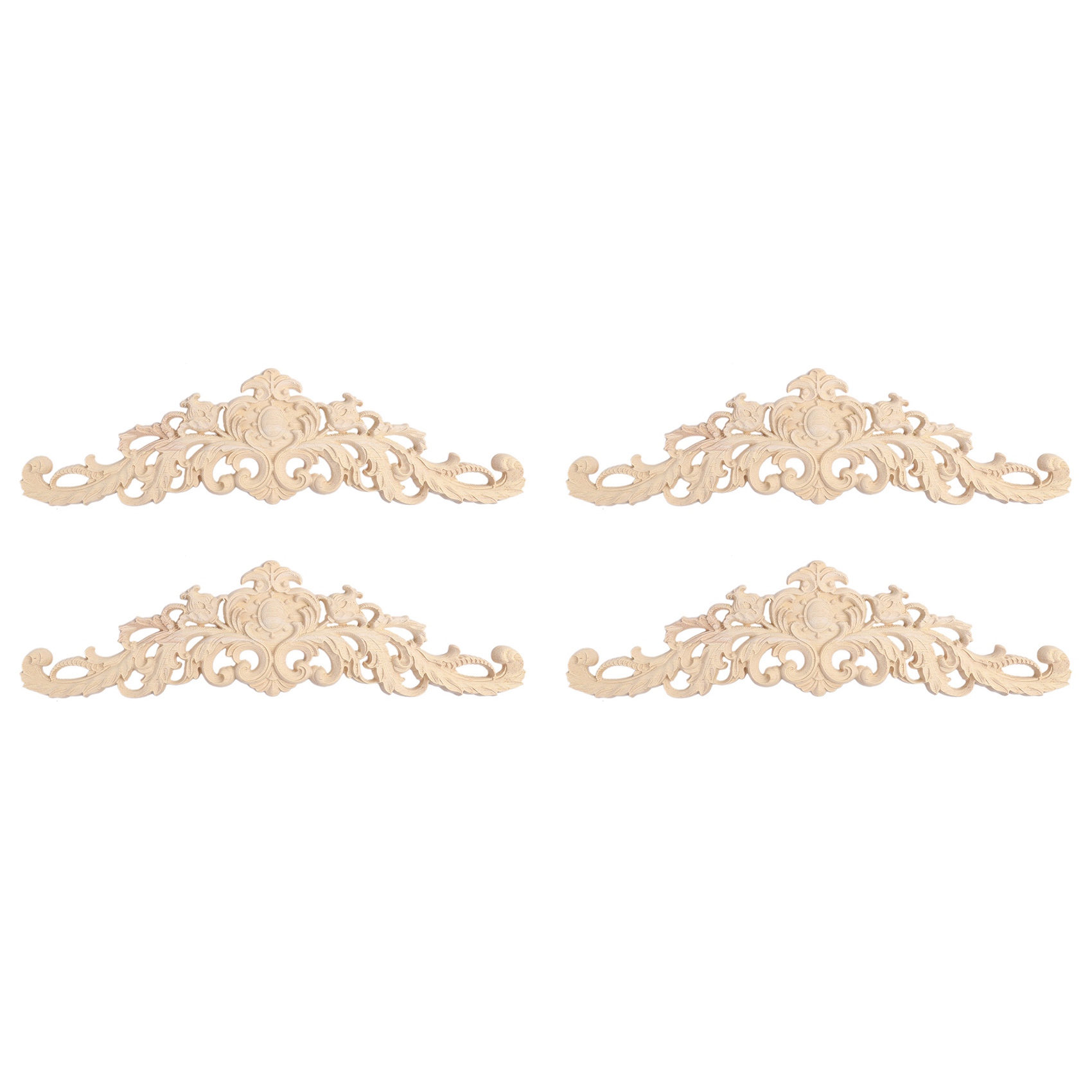 NAMUNY 4Pcs Wood Decorative Long Carved Onlay Applique Furniture Corners Ornament Home Door Bed Decor 30 x 8 cm