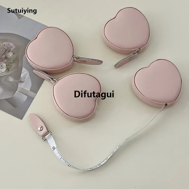 Difutagui Sutuiying 1pc, Household Clothing Tape Measure, Pink Heart Tape Measure, New Sales promotion Soft Leather Tape Measure For Cutting, Waist Measurement - image 1