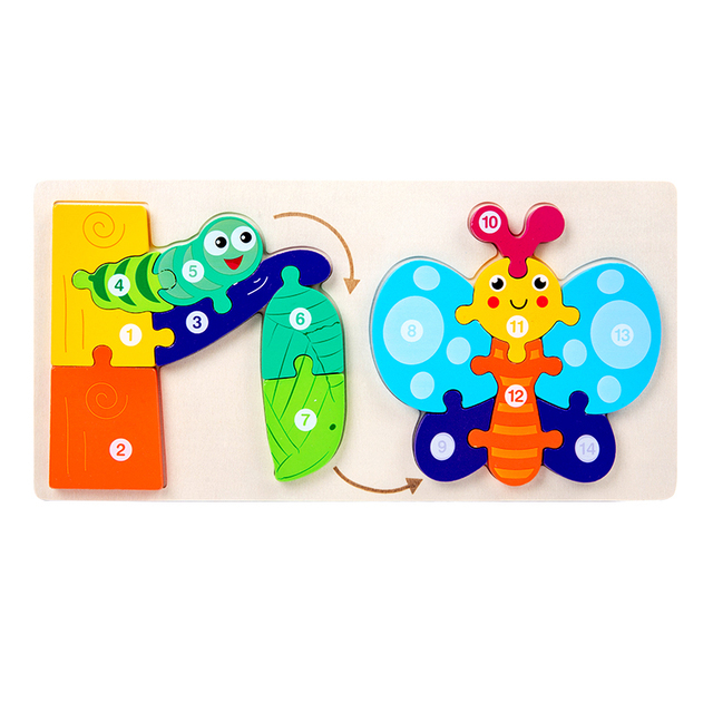 3D Colorful Wooden Life Cycle of Duck Puzzle, Early Education Jigsaw Puzzle Toys for Baby & Toddlers
