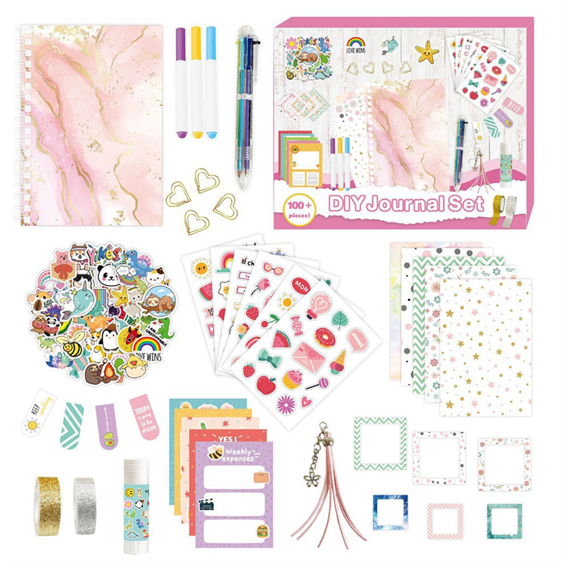 DIY Journal Set, Scrapbook & Diary Supplies Set, Teen Girls Stuff for Birthday Girl Gift Ideas,Pink Easy to Use