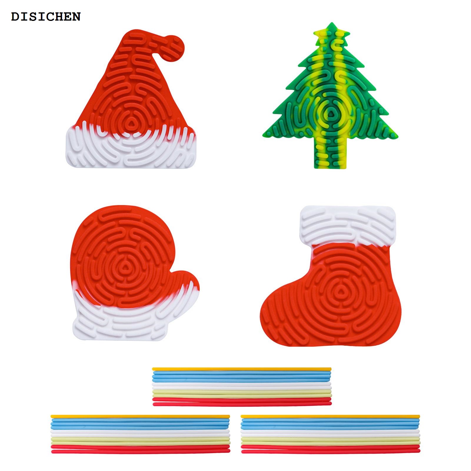 DISICHEN Original DESCENTE Kids Sensory Activity Board Christmas Sensory Activity Board Set Stress Relief Fidget Toy for Kids Educational Busy Board with Santa Hat Glove Tree Stocking Design Perfect Travel Companion