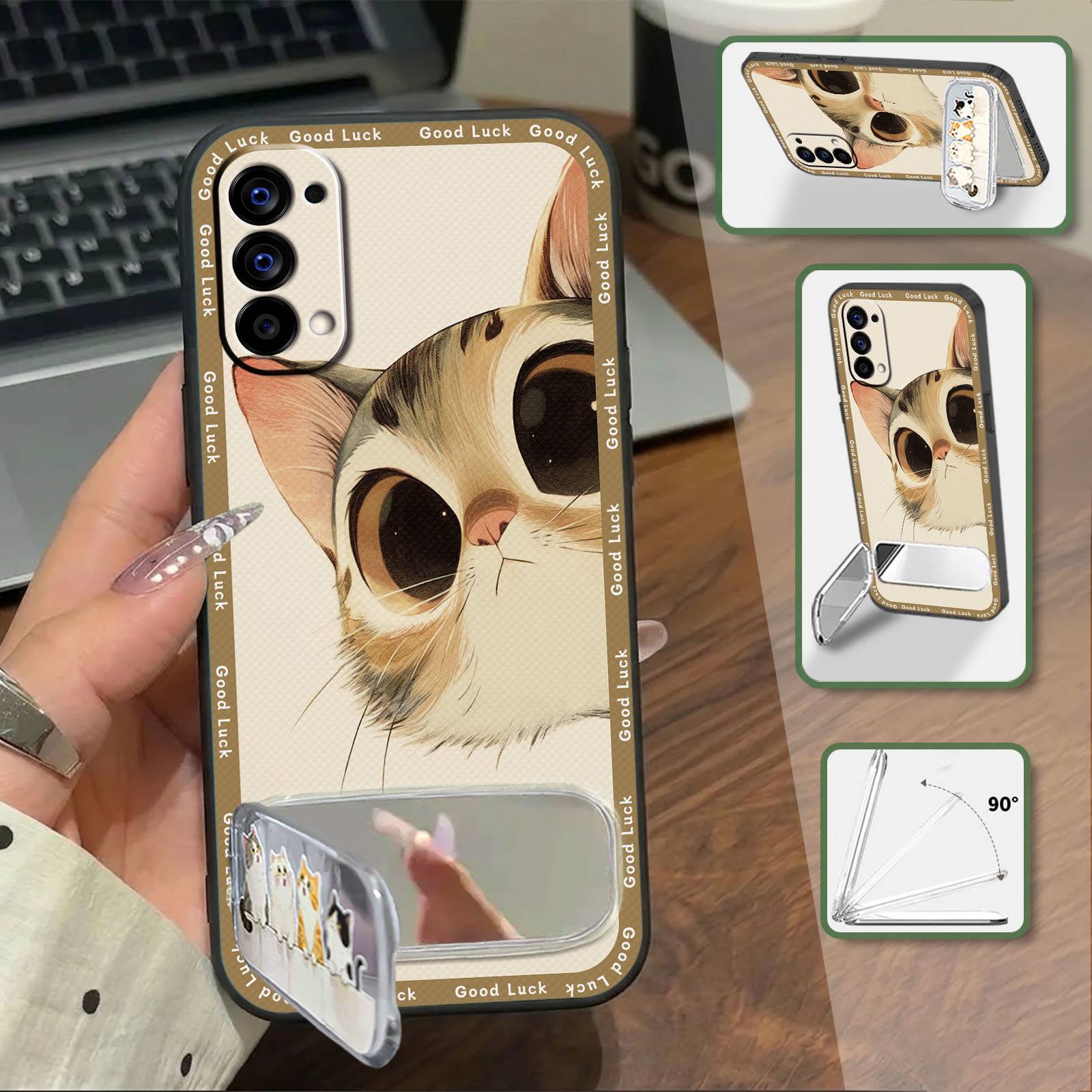 Anti-dust three-dimensional Phone Case For OPPO Reno4 Pro 4G Kickstand Plush Dirt-resistant Phone Pouch 3D Waterproof
