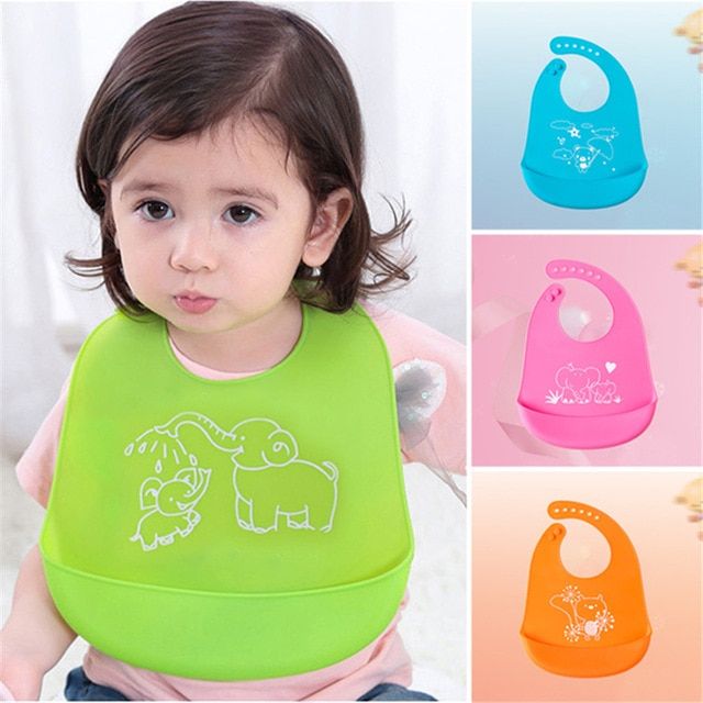 New Baby Silicone Waterproof Apron Bib Washable Roll Up Crumb Catcher Feeding Eating