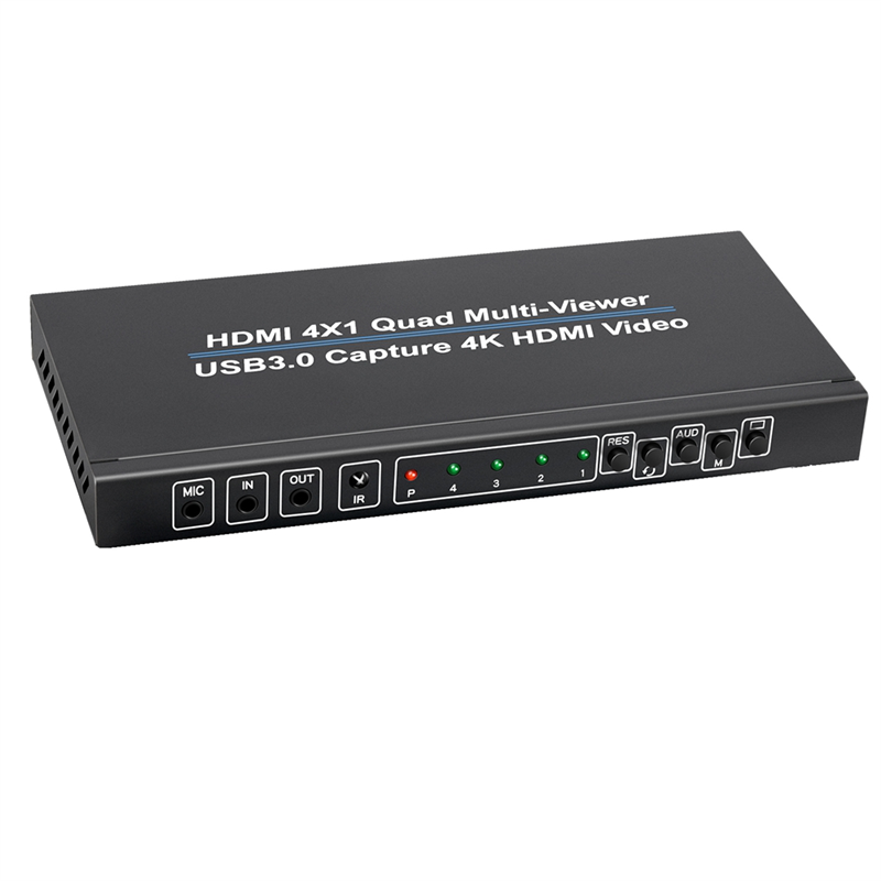 4K -Compatible 4x1 Screen Splitter Picture-In-Picture USB3.0 Video Capture Multi-Camera Capture Easy to Use