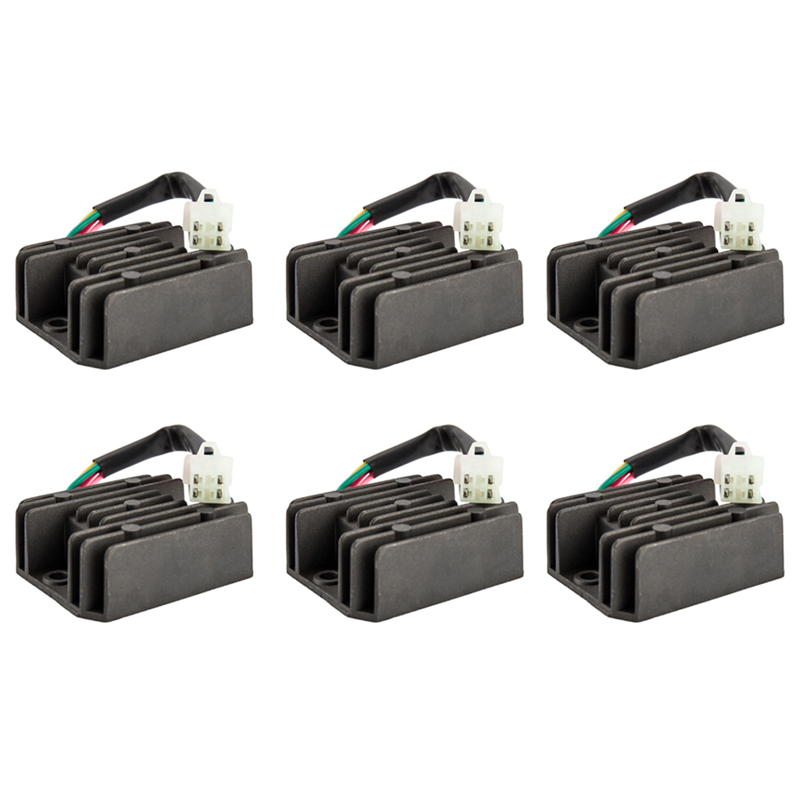 Fullhaodd 6X Universal 4 Wire Full Wave Black Motorcycle Regulator Rectifier 12V DC Bike Quad