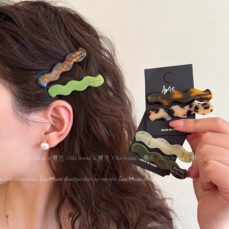 2 Korean small gold label bangs hairpins, women's forehead temperament hairpins, headwear, 2025 new temperament duckbill clips