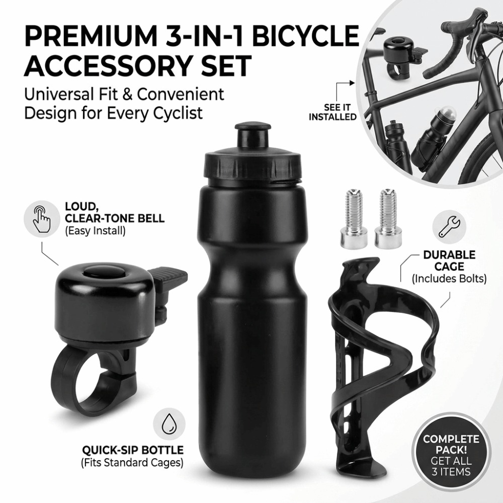 High Quality Leak Proof Mountain Bike Bottle ‌Bicycle Bell‌ BPA-Free ‌Bike Bottle Cage Set with Screws Cycling Water Bottle Holder‌ Outdoor Sport