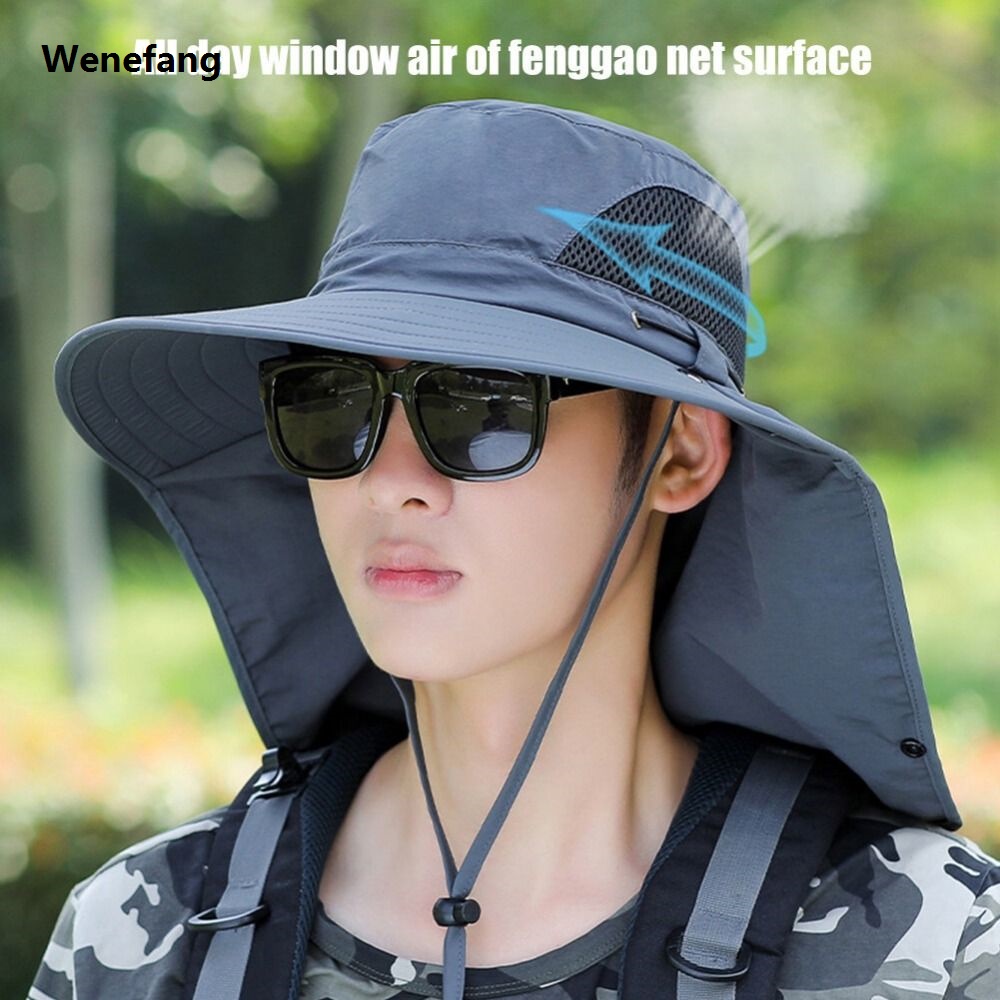 Wenefang Fishing Hat With Mask Summer Sun Protection Wide Brim Women Men Sun Cap Mountaineering Hunting Hiking