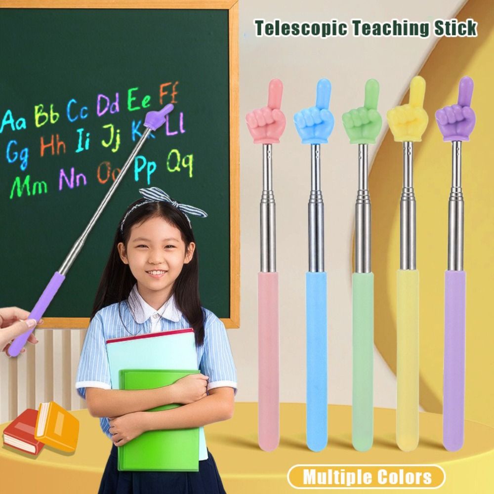 Durable Stainless Steel Teaching Pointer Telescopic Rod Finger Design Finger Reading Sticks Teaching Stick Teachers