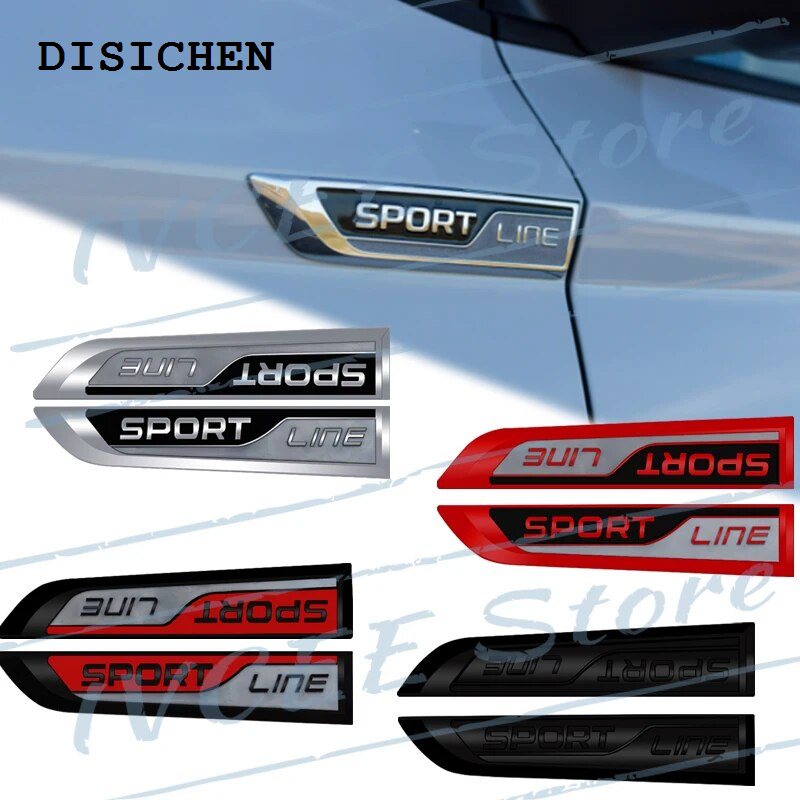 DISICHEN Luxury 1 Set Car Metal Sport Line Emblem Side Body Badge Sticker For Skoda Kodiaq Karoq Superb Octavia Fabia Rapid VRS 4X4