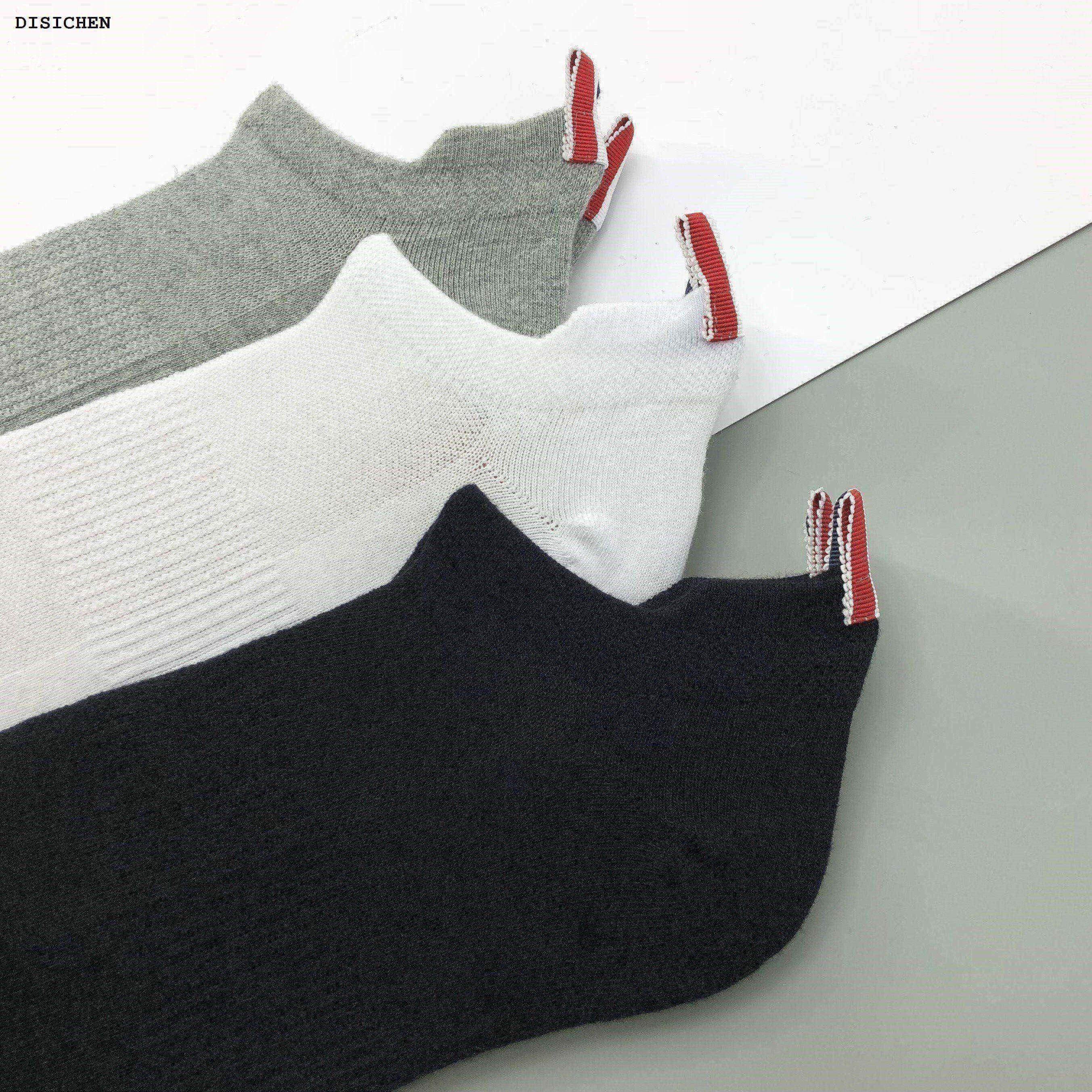 DISICHEN Special TB Men's Boat socks Luxury Brand Solid Color Crew Socks Korean Fashion Style Cotton Knitted Uni Casual 1/6 Pairs Sockings