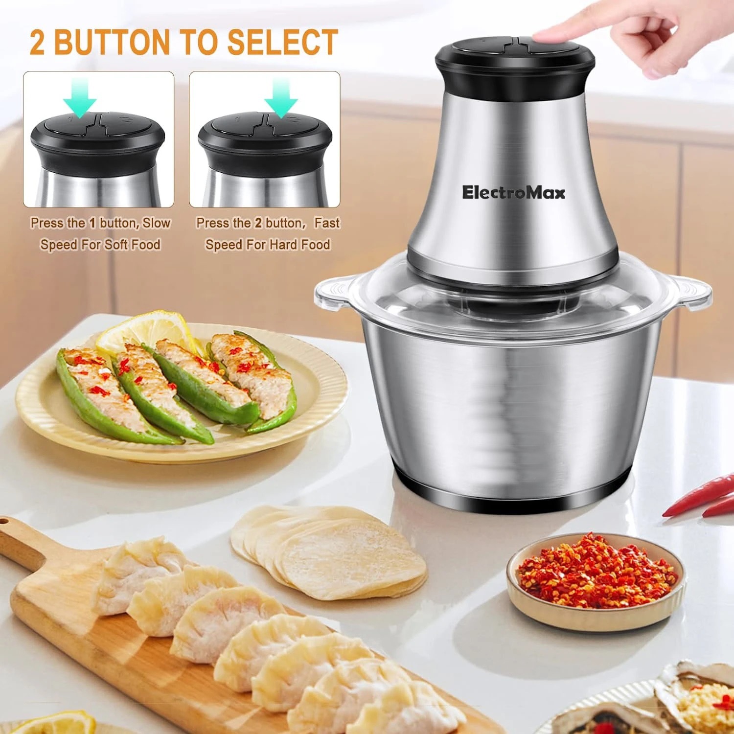 Electric Meat Chopper & Grinder - Powerful Kitchen Food Processor for Meat, Vegetables & More