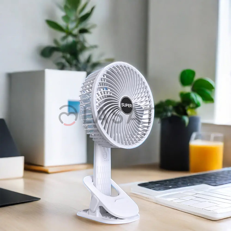 New Portable 3-gears Rechargeable Desktop Fan Low Noise Air Cooling Handheld Clipped Circulator Table Fan for Camping Office, Convertible Table-Top With Clip, USB Type-C, 3 Speeds, Wireless