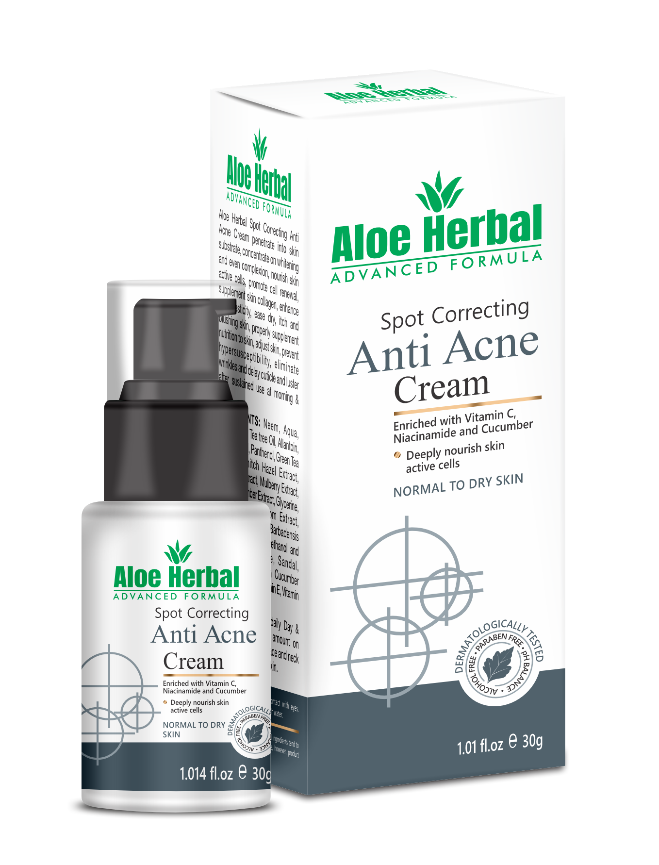 Aloe Herbal Spot Correcting Anti Acne Cream 30 Gm enriched with niacinamide