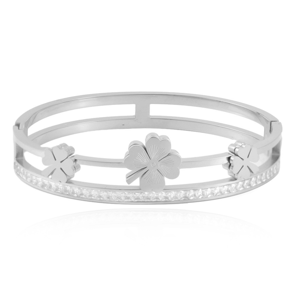 【Mega Sale】New Jewelry Entry Luxury Hollow Flower Titanium Bracelet Fashion Trend Women's Stainless Steel Bracelet 13020