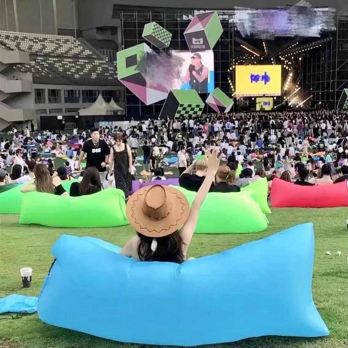 Vylon Outdoor Portable Inflatable Sofa Inflatable Outdoor Air Sun Inflatable Lounger Blow Up Chair Bag Banana Camping Air Bed Beanbag