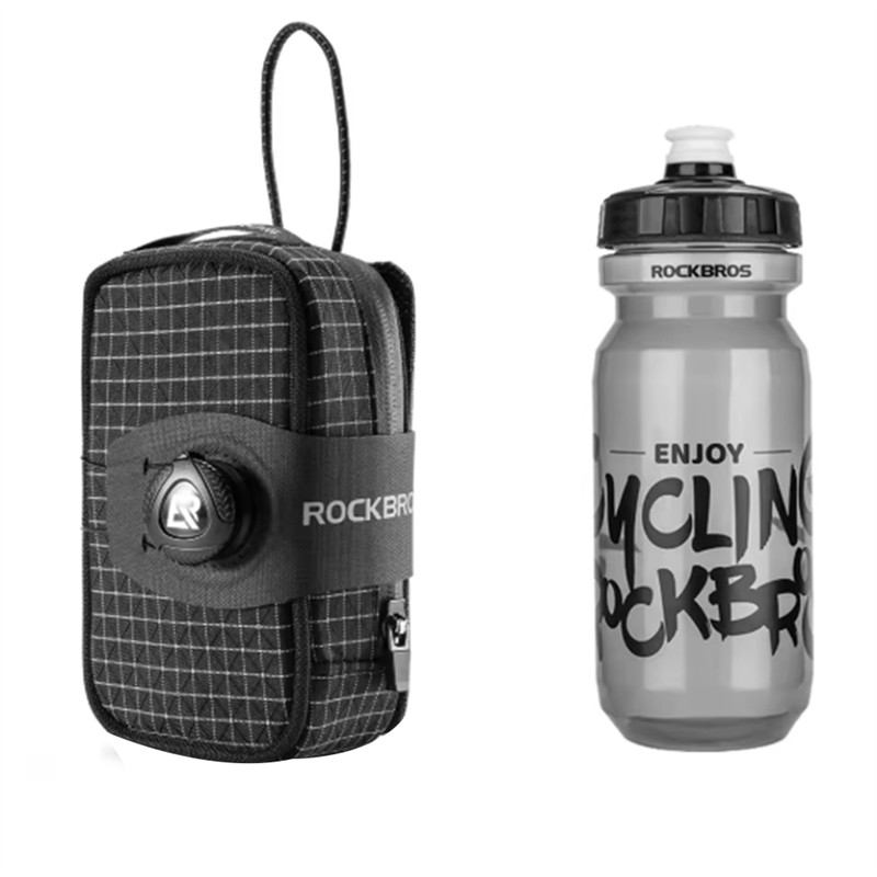 ROCKBROS Tail Bag for Cycling with Mini Saddle Bag Water Bottle Portable Self-Locking Storage