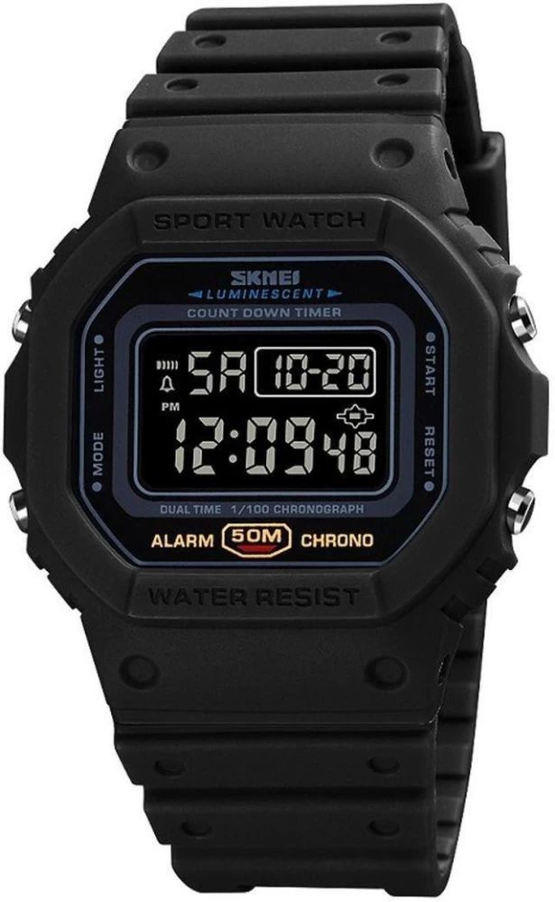 SKMEI 1628 Multifunctional Digital Sport Watch Men 2 Time Count Down Mens Wristwatches - Black