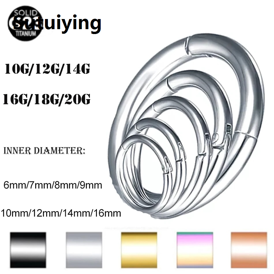 Sutuiying 1PC Titanium Segment Nose Piercing 12G Septum Clicker Pirsing Earring 14G Nostril Piercing Helix Conch Pirsing Nariz 20G Jewelry