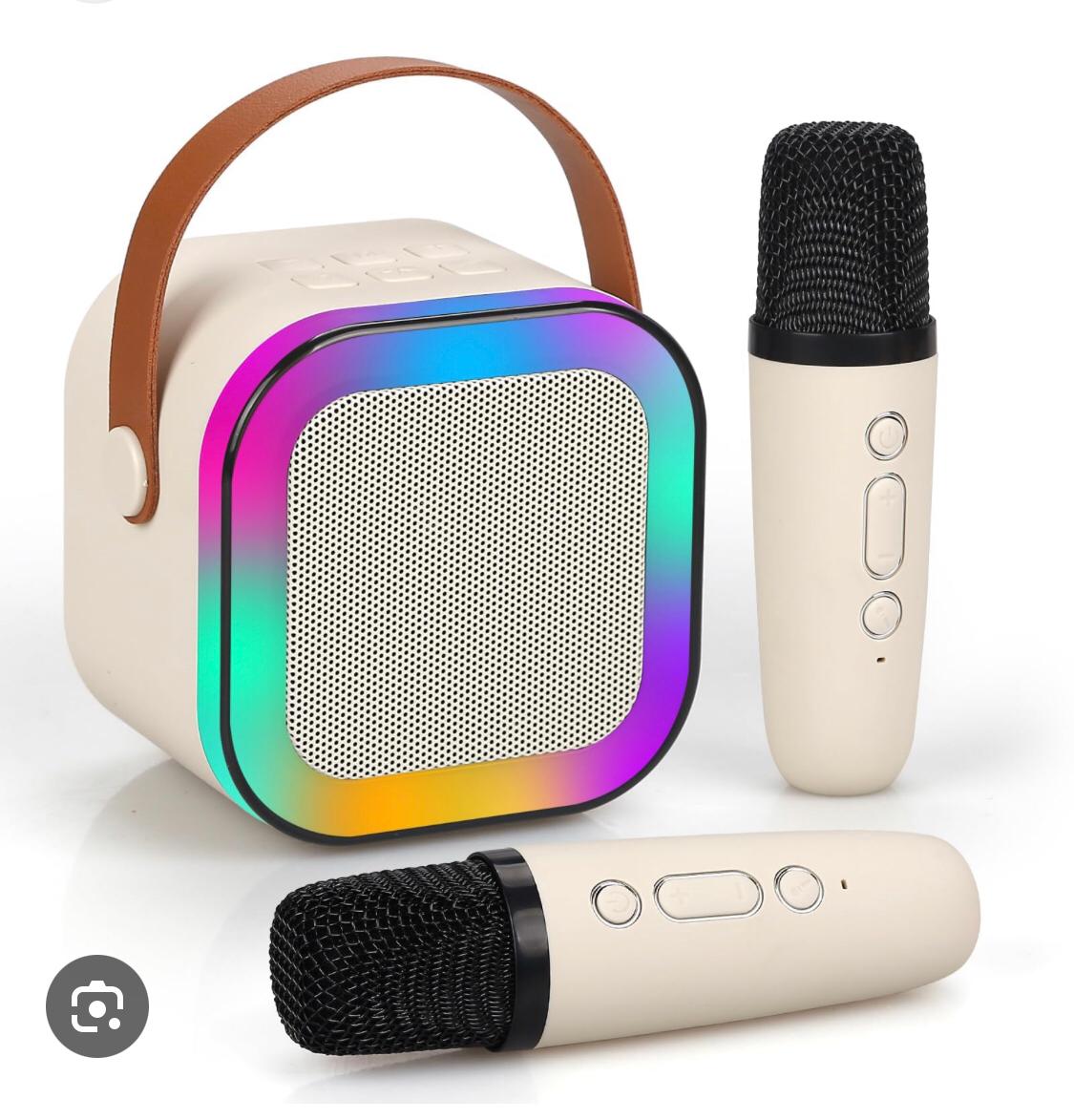 Mini Home KTV Bluetooth Speaker with Karaoke Microphone - Dancing Lights, Lyrics Eliminate & Magic Voice Modes