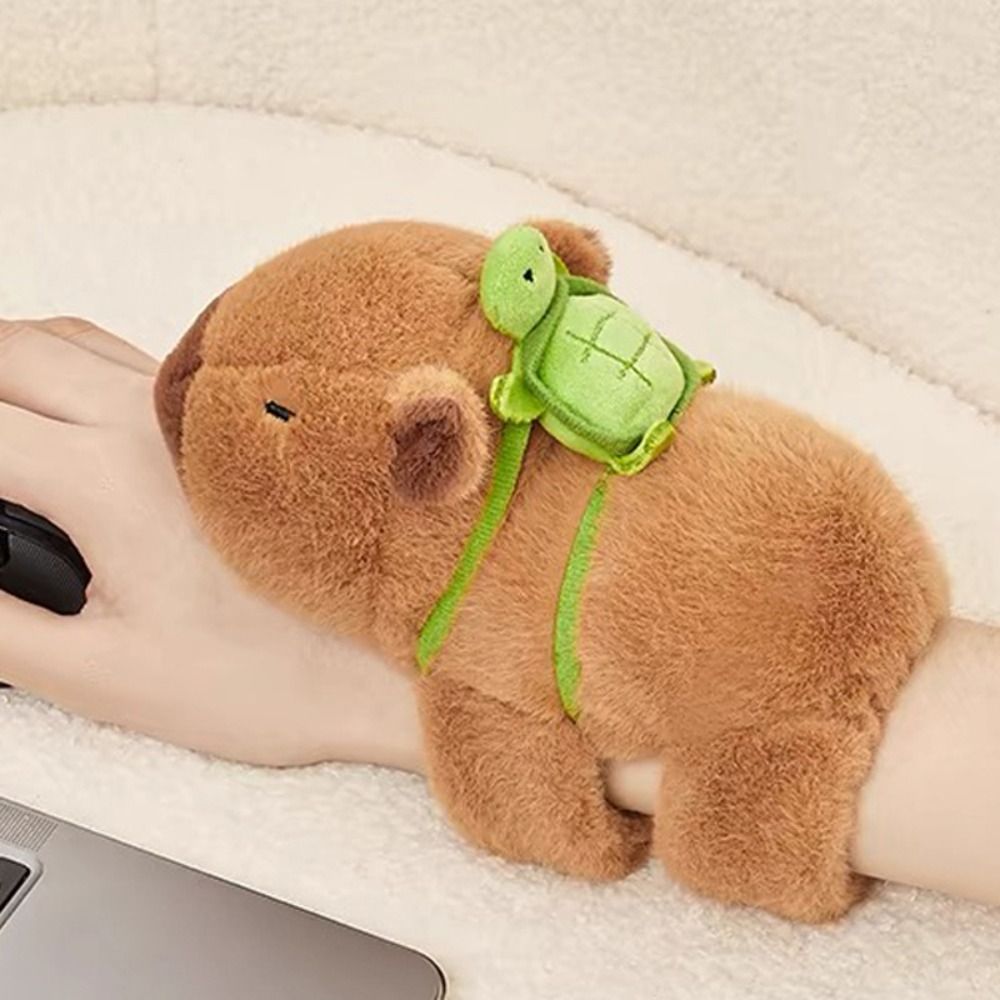 New Cute Capybara Clap Circle Cartoon Plush Toy Slap Bracelets Car Decoration Bicycle Decoration Capybara Doll Bracelet