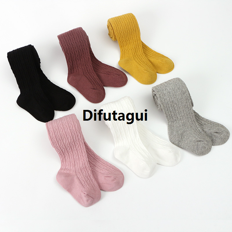 Difutagui Baby Tights Kids Girls Pantyhose Elastic Waist Solid Color Soft Knitted High Quality Warm Lolita Stockings Slim Fit Socks Tights 0 to 8 Years