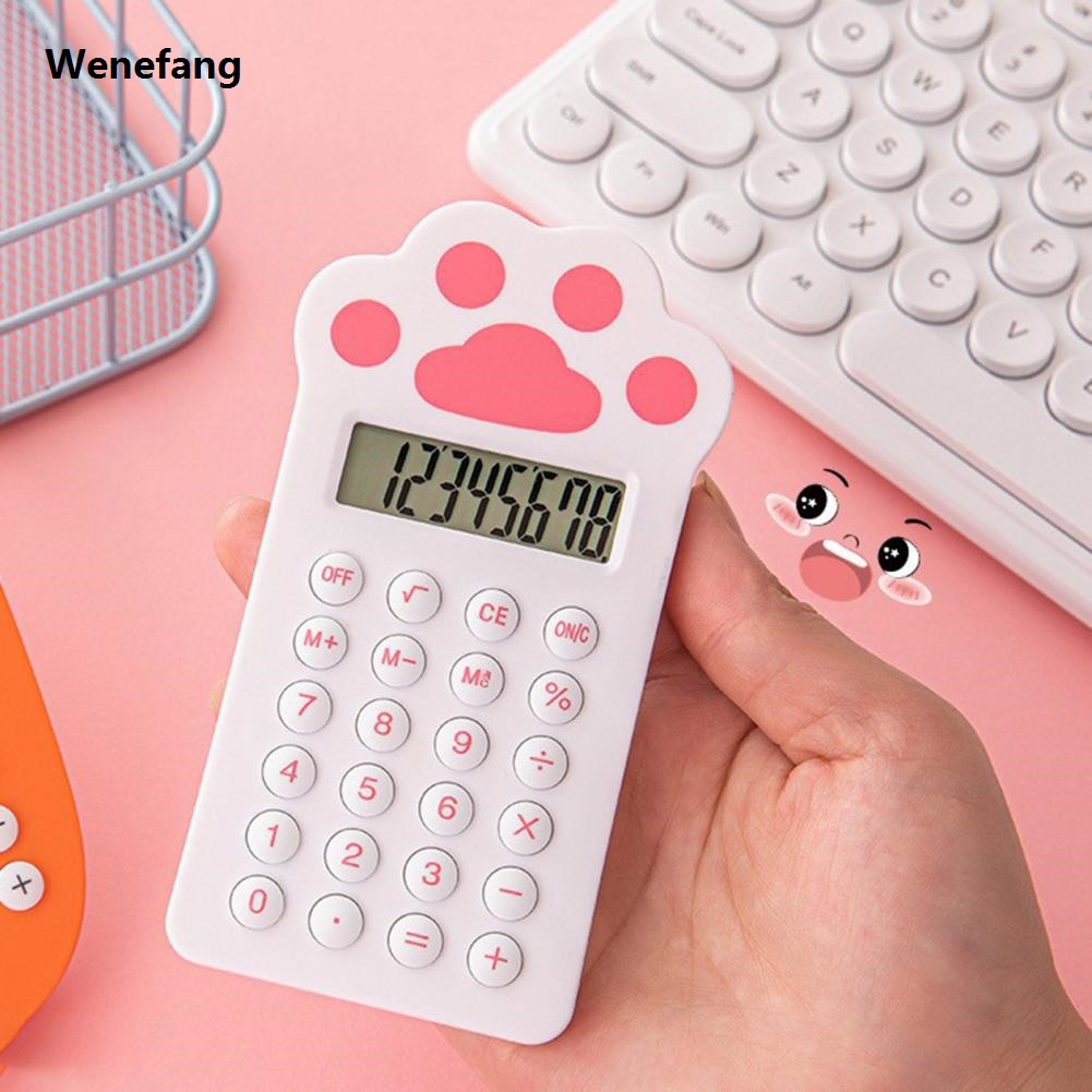 Wenefang Calculator Mini Compact Compact Cartoon Carrot Strawberry Cat Paw Shape Mini Calculator for School Office Cute Kids Size