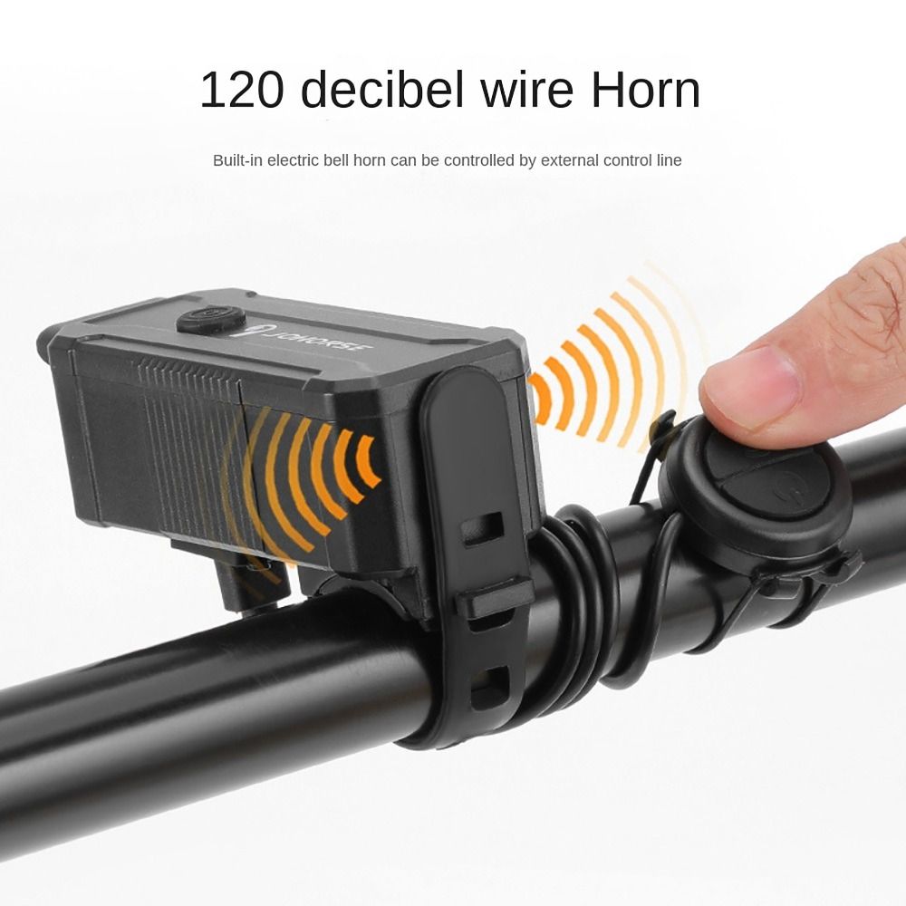 Durable 2 in1 Bicycle Light 3 Light Modes 120 Decibels Loud Bike Handlebar Light USB Rechargeable with Horn Flashlight Bike Flashlight For Night Riding