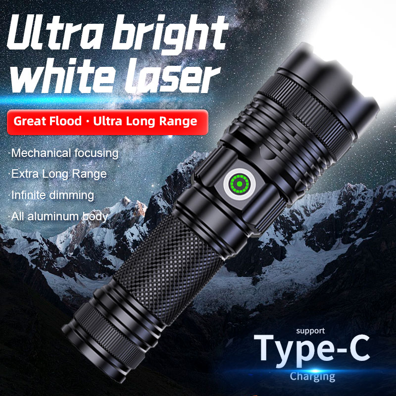 New High-power LED Flashlight Stepless Dimming Torch Waterproof Zoom Camping Fishing Lantern Long Lighting Distance