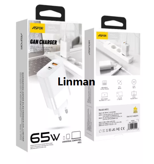 Linman ASPOR Charger A851 65W Bargain price GaN High Quality Charger