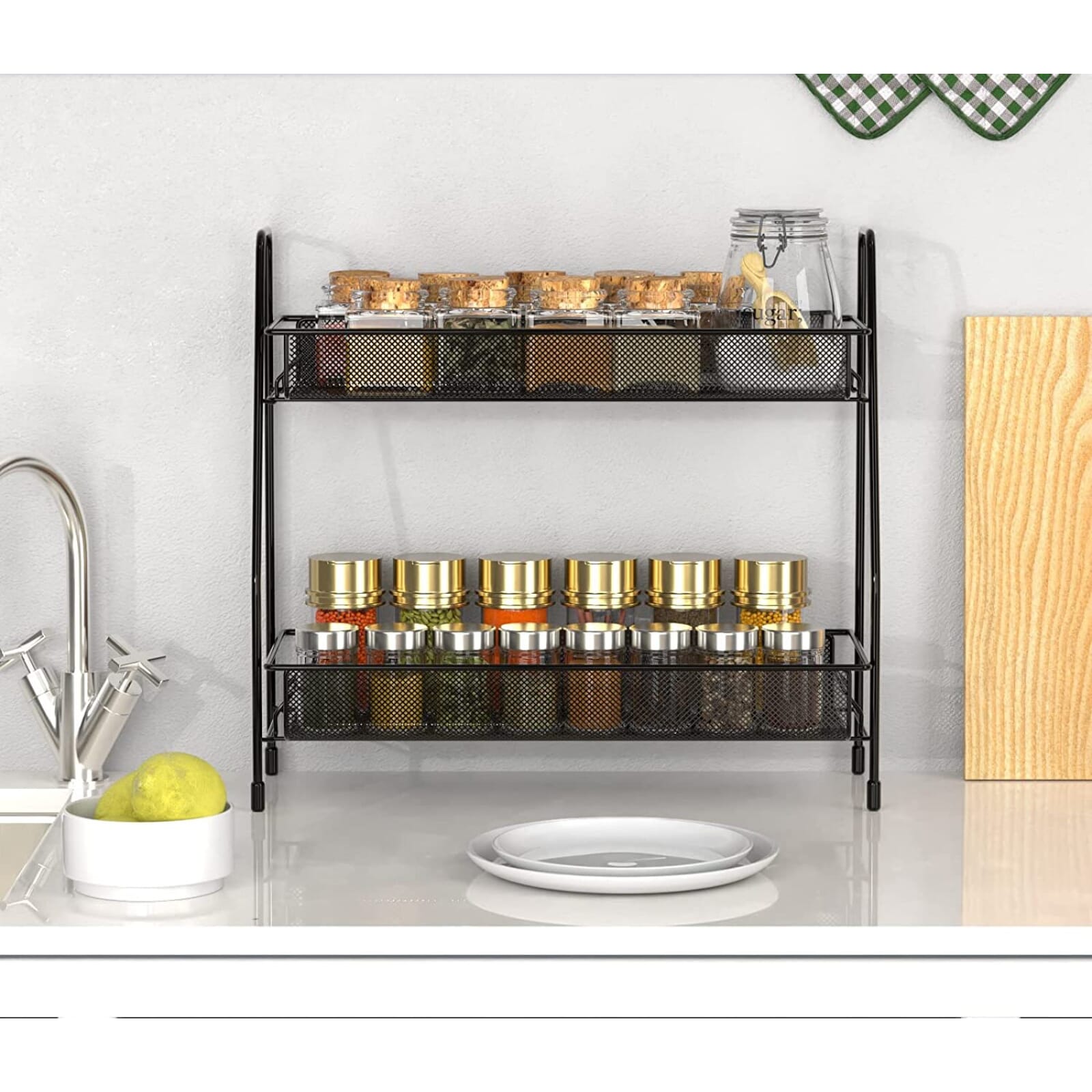 2 Layer Spice Rack Countertop Bathroom Shelf Desktop Makeup Organizer