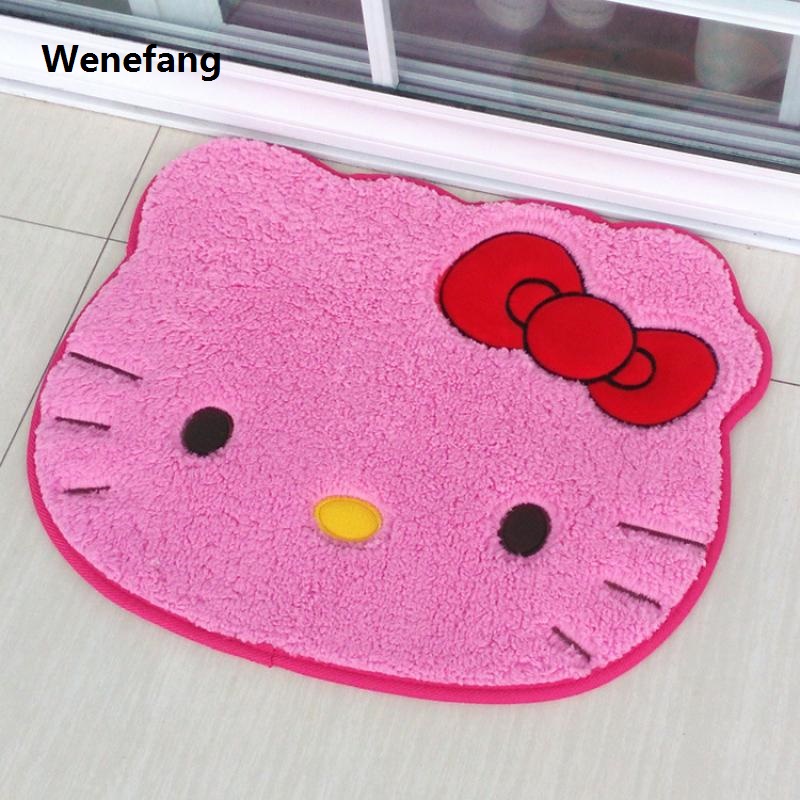 Wenefang Sanrio Hello Kitty Designer Plush Rug Soft Doormat Floor Mat Carpet New Home Living Bath Room Anti Slip Imitation Cashmere Gifts