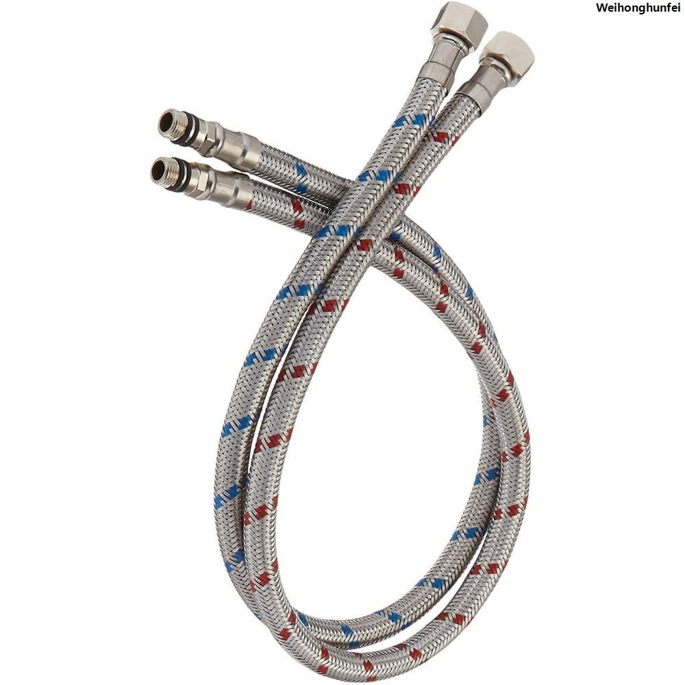 WeihonghunfeiLuxury 1Pair Professional Single Head Cold and Hot Water Inlet Pipe Basin Stainless Steel Woven Faucet Connector Sink Kitchen Plumbing Hoses Bathroom