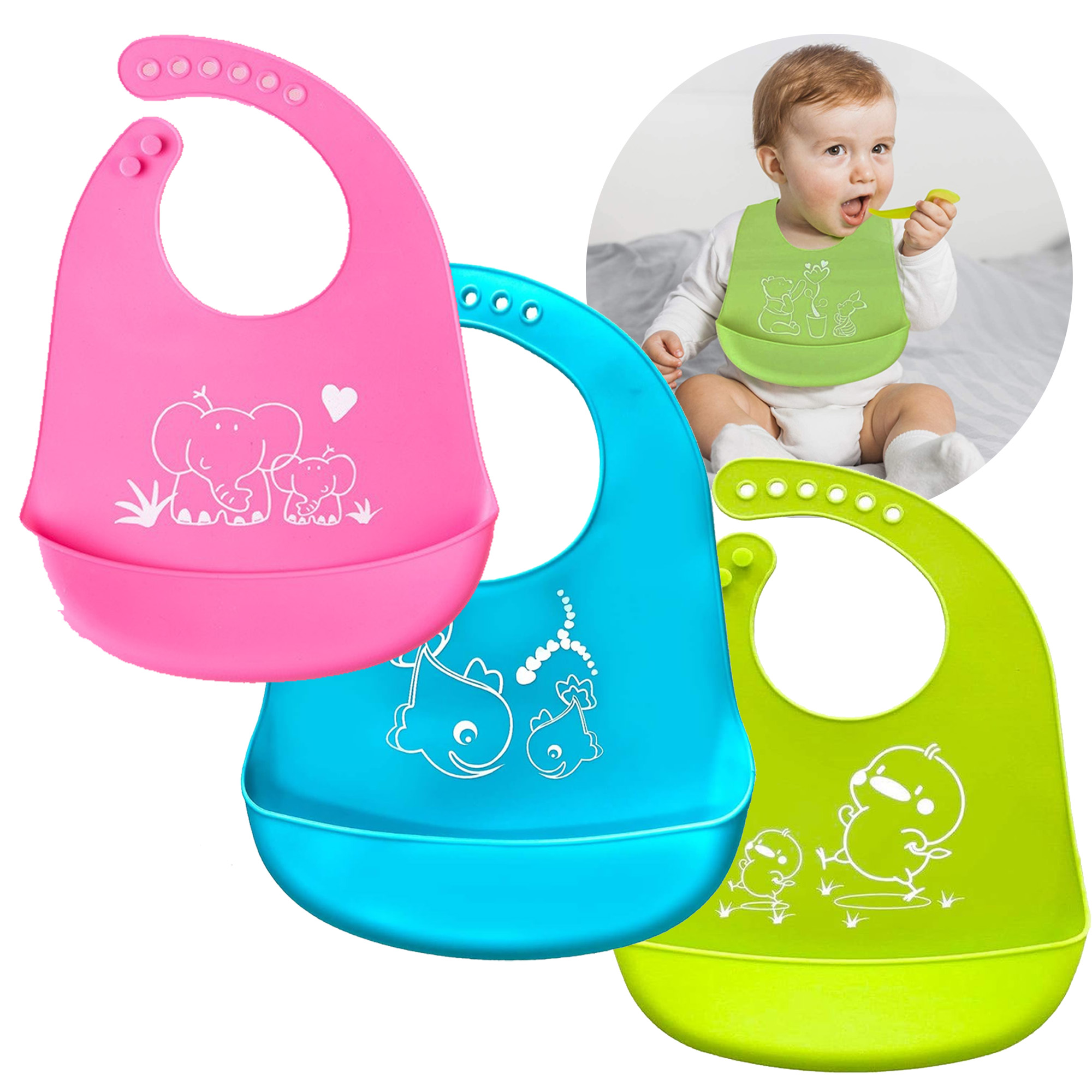 Mumlove Silicone Baby Bibs - Gift-Wrapped, Comfortably Soft, Easy to Clean, Ideal Baby Gifts