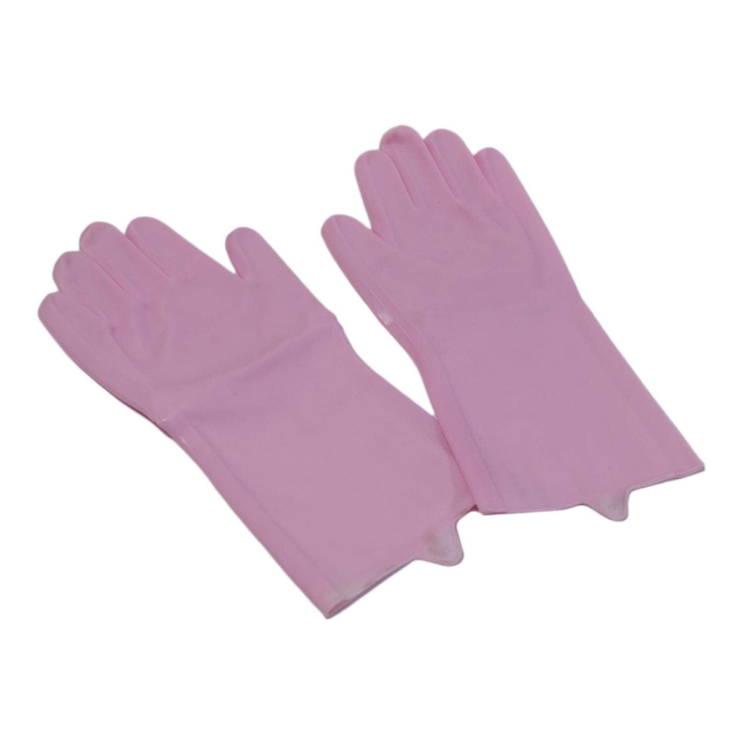 Pink Reusable Silicone Magic Gloves Pair with Scrubber for Kitchen, Bathroom, Car, Pet and Multipurpose Cleaning and Washing (1 Left and 1 Right Hand Silicone Scrub Glove)