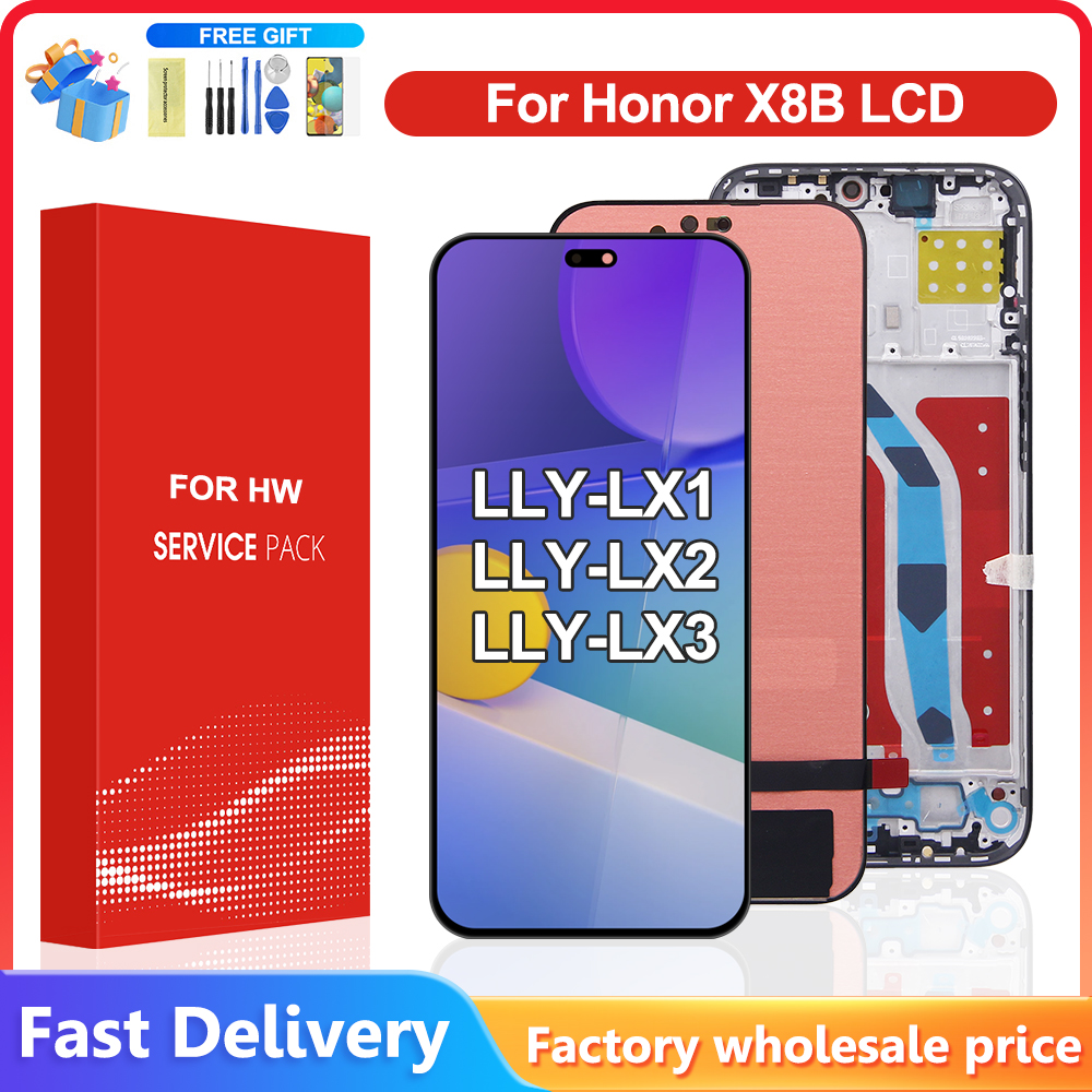 HOT 6.7| AMOLED Display for Honor X8B LCD Compatible with LLY-LX1 LLY-LX2 LLY-LX3 Touch Screen Digitizer Assembly with Frame