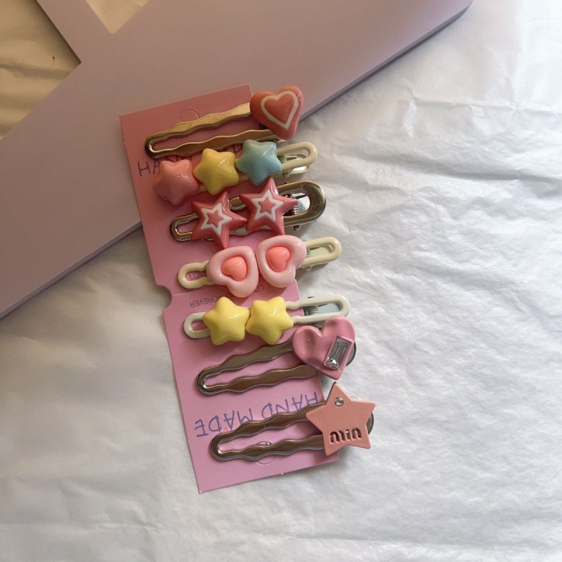 Dopamine Sweet Cool Girl Hairpin Premium Silver Bangs Side Clip Y2k Hairpin Headgear Duckbill Clip 2025