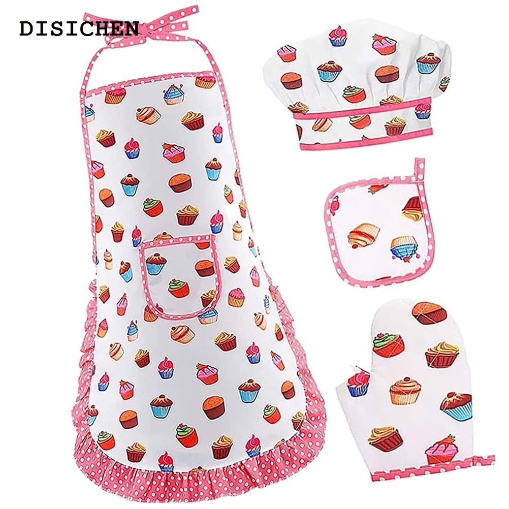 DISICHEN 2025 New Child Chef Role Play Costume Children's Apron Toddler Suit Boys Aprons Cooking Kids
