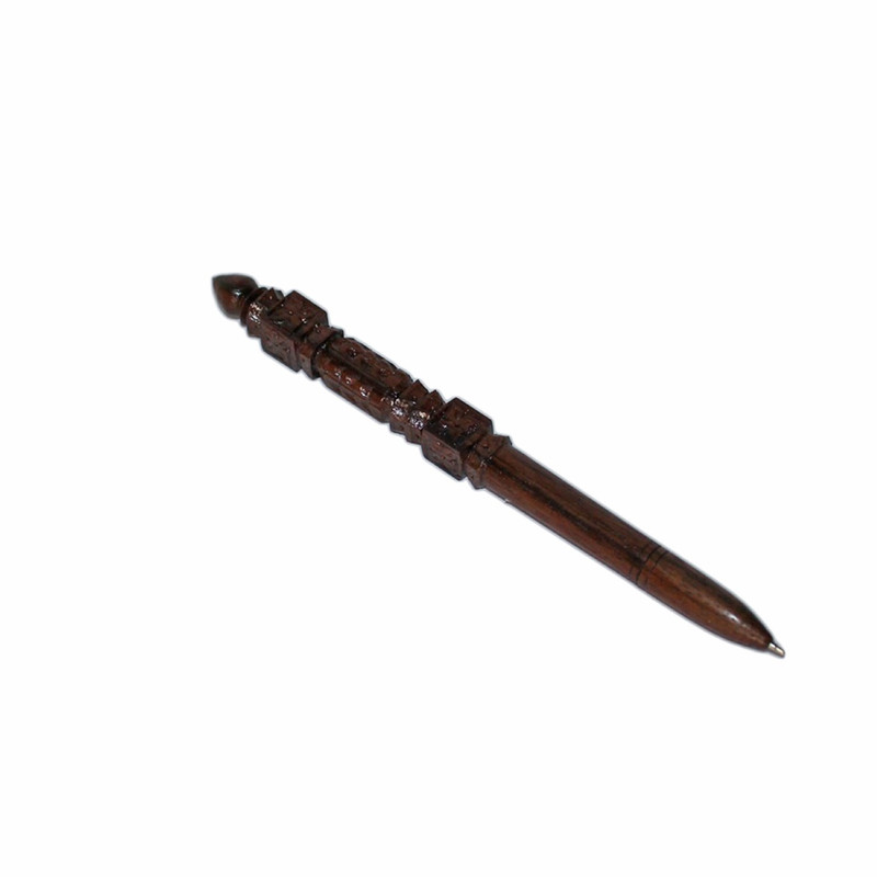 Brown Wooden Carved Design Pen With Changeable Refill