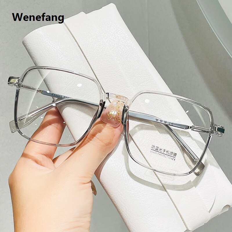 Wenefang Square Blue Light Blocking Glasses Man And Women Black Oversized Fashion Optical Eyeglasses Vision Spectacles Big Frame Computer Eyewear