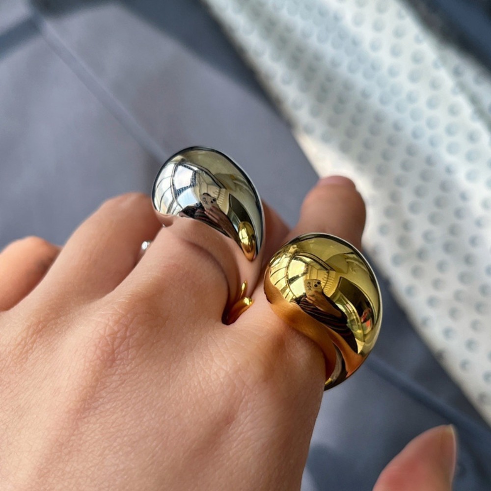 Hot Sale Trendy Water Drop Ring Retro Luxurious Open Rings Exaggerated Gold Plated Jewelry Accessories Fashion