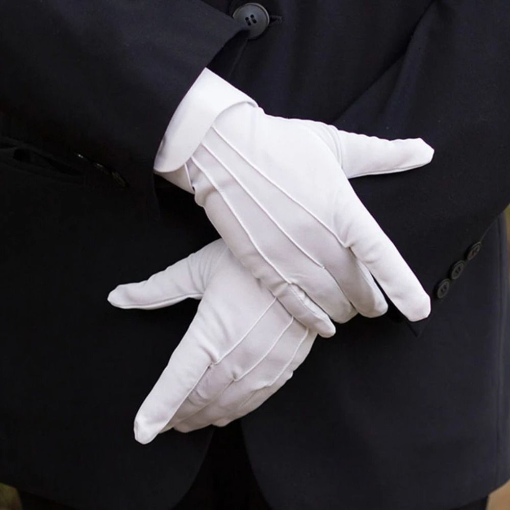 New Soft White Cotton Gloves Hand Moisturising Etiquette Formal Cotton Gloves Thin Uniform Police Waiters Driving Gloves