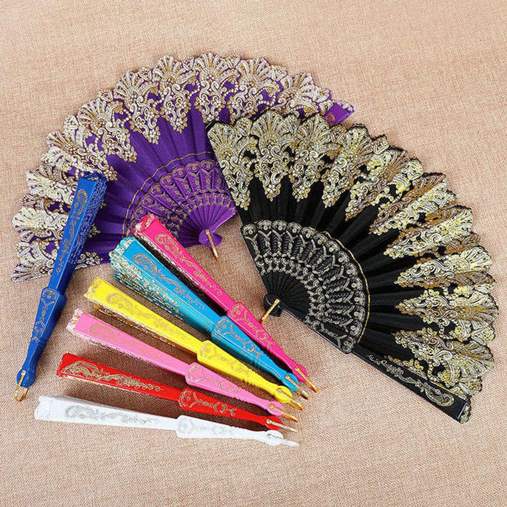 Wedding Party Portable Plastic Chinese Style Folding DecorationTool Gifts Powder Craft Folding Fan Dance Fan Photo Prop Tool Hand Held Fan