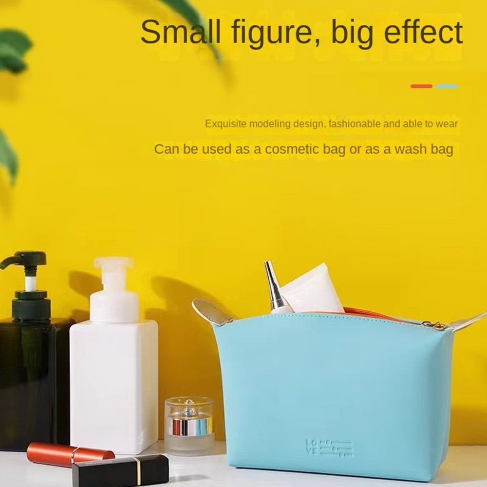 Casual Handbag PU Cosmetic Bag Large Capacity Moisture-proof Toiletry Bag Waterproof Solid Color Makeup Bag Outdoor