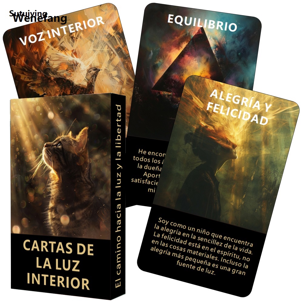 Wenefang Sutuiying Spanish Tarot, Inner Sunshine Oracle Cards, The Road to Light 【2025 Version】 Portable And Freedom, Healing Oracle Deck, Light and Love Tarot Cards